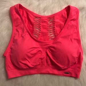 XOXO sports bra w laser cut detail - hot pink